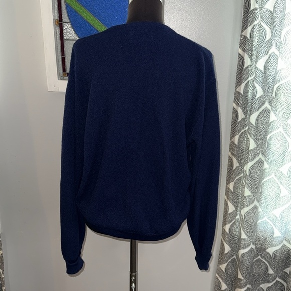 Lacoste Vintage 1970’s Navy Blue Orlon Acrylic Cardigan SZ Large - Picture 5 of 9